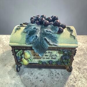 Resin Box with Daily Bible Verses Fruit of The Spirit Decor 4"Long x 3.5"tall